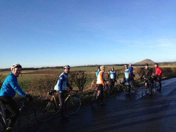 January 2015 - on the road in E Lothian, Berwick Law in the background