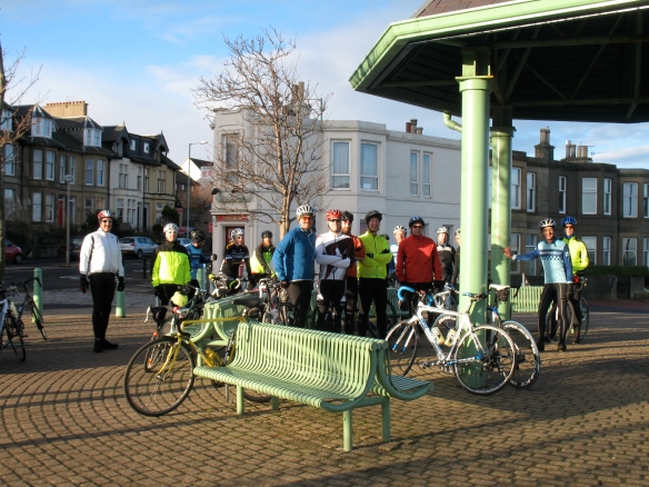 February 2014 - a big group gathers at the bandstand